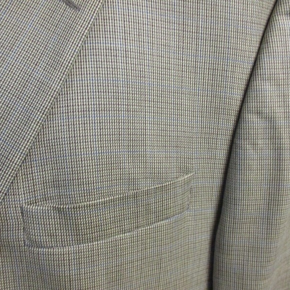 Chaps Ralph Lauren Sport Coat Men 46R 100% Wool Beige Brown Houndstooth 2 Button - Picture 13 of 13